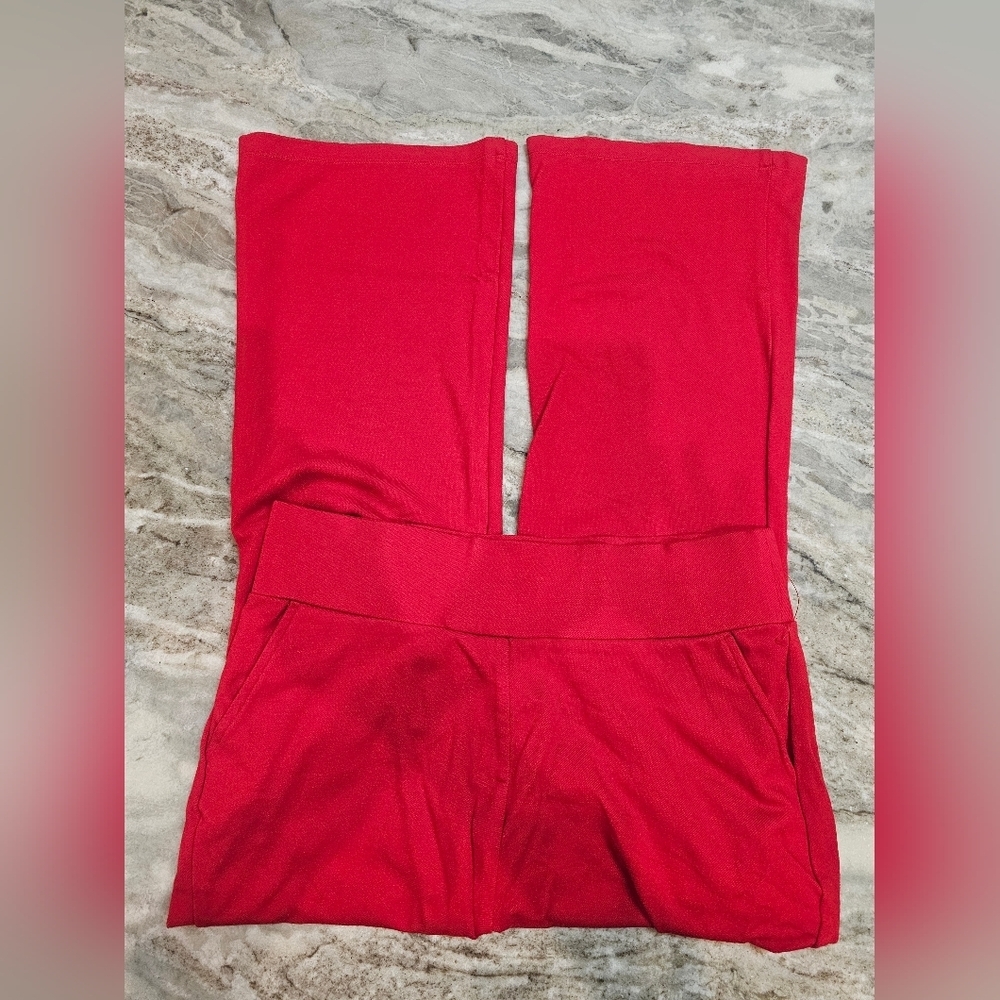 Tapata Red Pull-On Stretch Work Pants Size L (12) 28” Inseam Career Trousers
